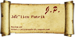 Jálics Patrik névjegykártya